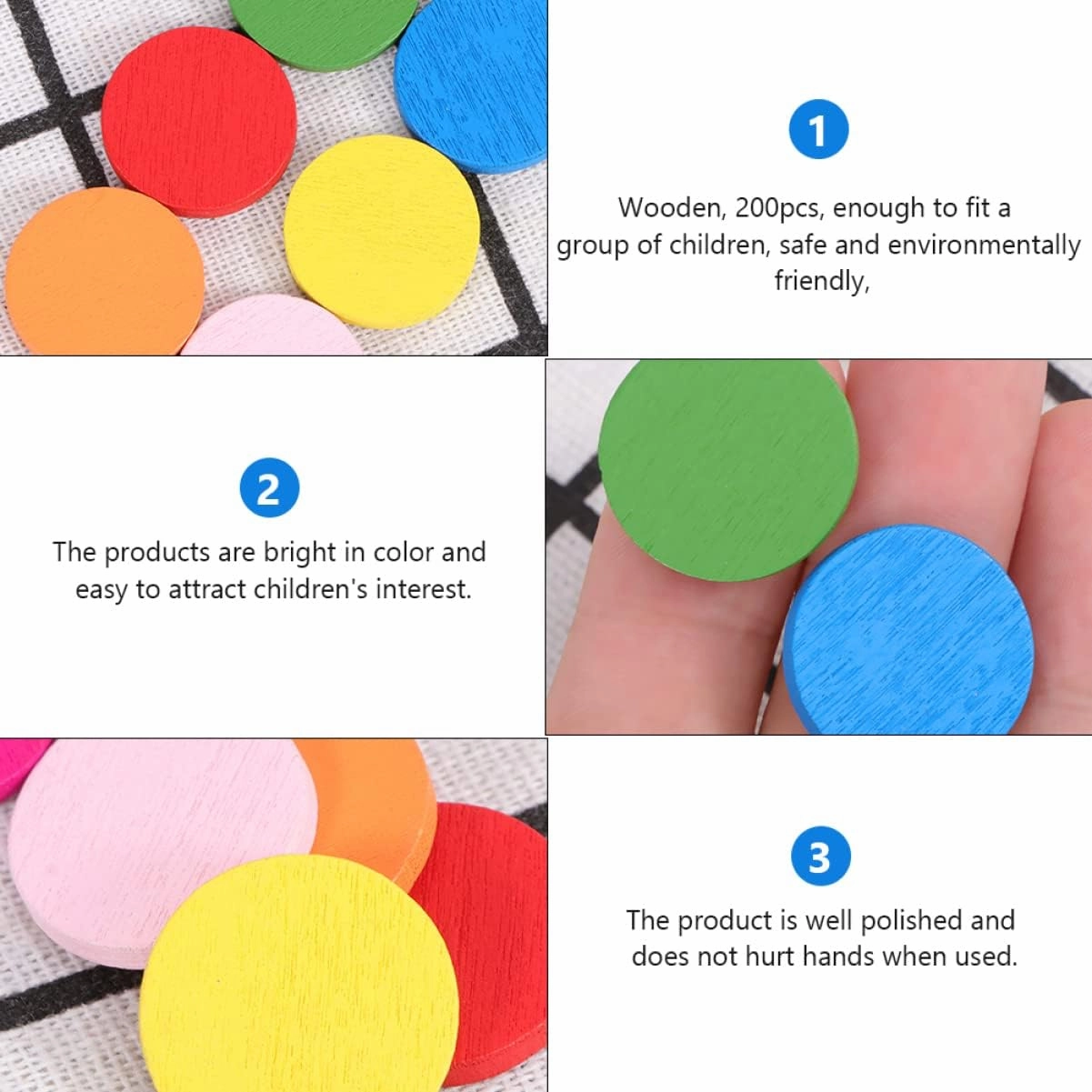 600pcs Colorful Round Wooden Discs Educational Toy for Math Learning Safe Smooth Finish for Group Activities and Small Hands Fun Learning Tools