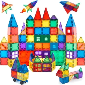 60pcs Magnetic Tiles Set - 3D Magnet Building Blocks - Premium Quality Educational Toys for Your Kids - Upgraded Version with Strong Magnets - Creativity, Imagination, Inspiration