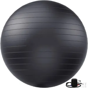 65cm Black Yoga Ball - Durable & Safe for Fitness