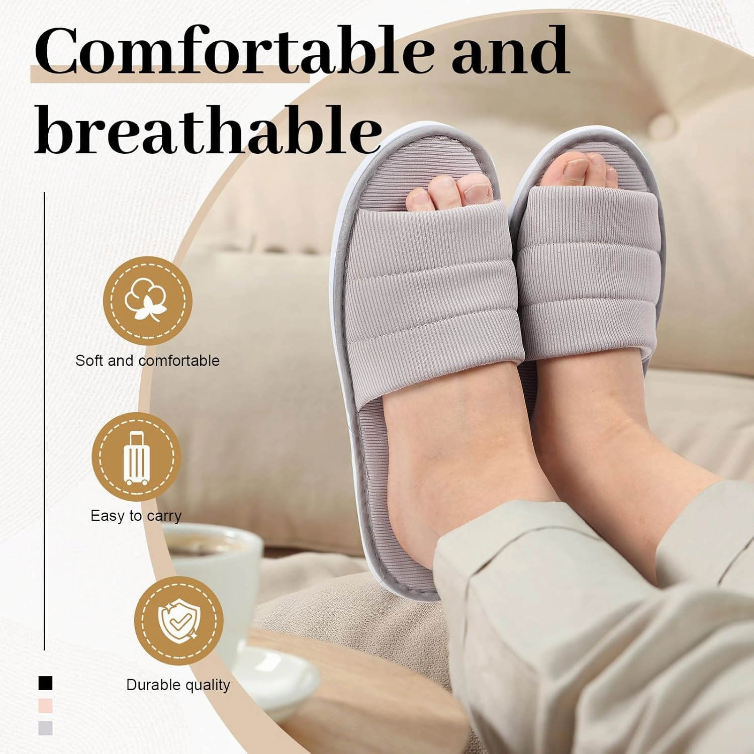 6 Pairs Disposable Slippers Bulk for Guests Comfortable House Spa Hotel Indoor Travel Slippers Women Men
