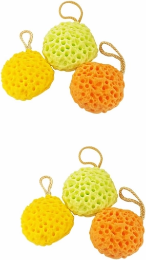 6pcs Honeycomb Bath Sponge Ball for Gentle Cleansing Non Sea Sponges Yellow Green Orange for Body Wash and Spa Use