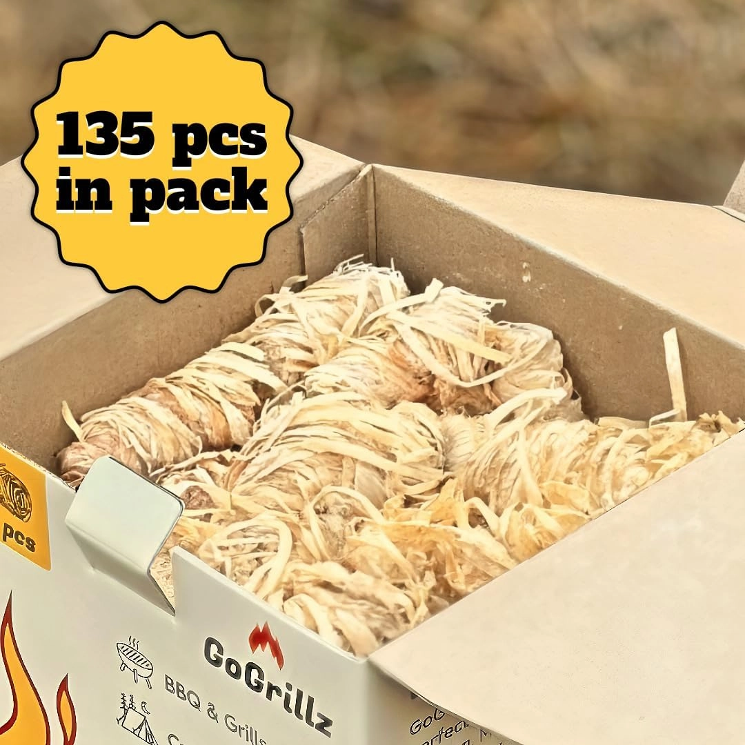 70pcs Fire Starter – Pine Wool & Natural Wax for Quick, Eco-Friendly Ignition of Grills, Fireplaces, Fire Pits & BBQs