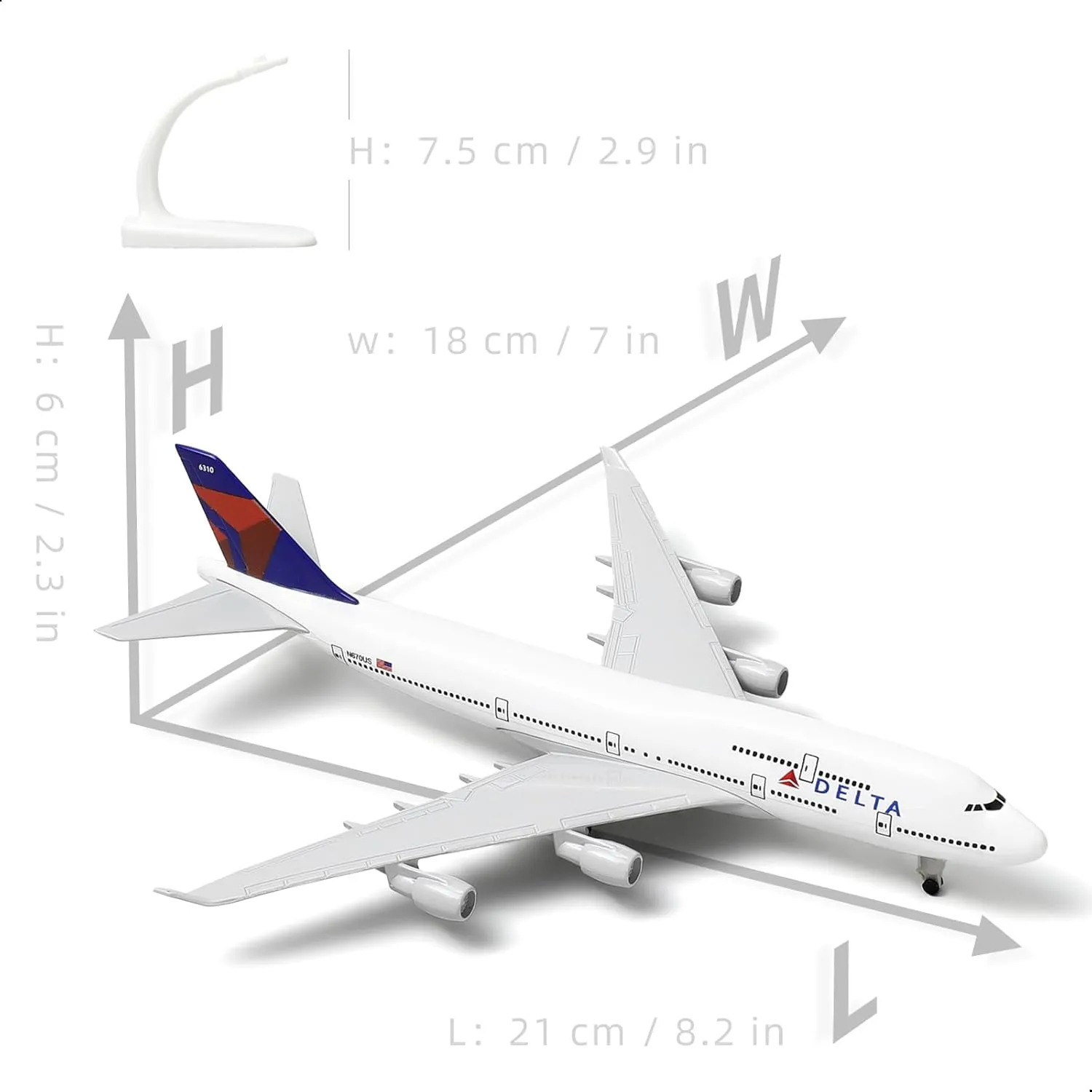 747 Model Airplane 1/300 Diecast Metal Airplane Model Kits (with Stand) Boeing 747 Airlines Plane for Aviation Enthusiasts Gifts, Display Collections or Desk Decor -8 inches L