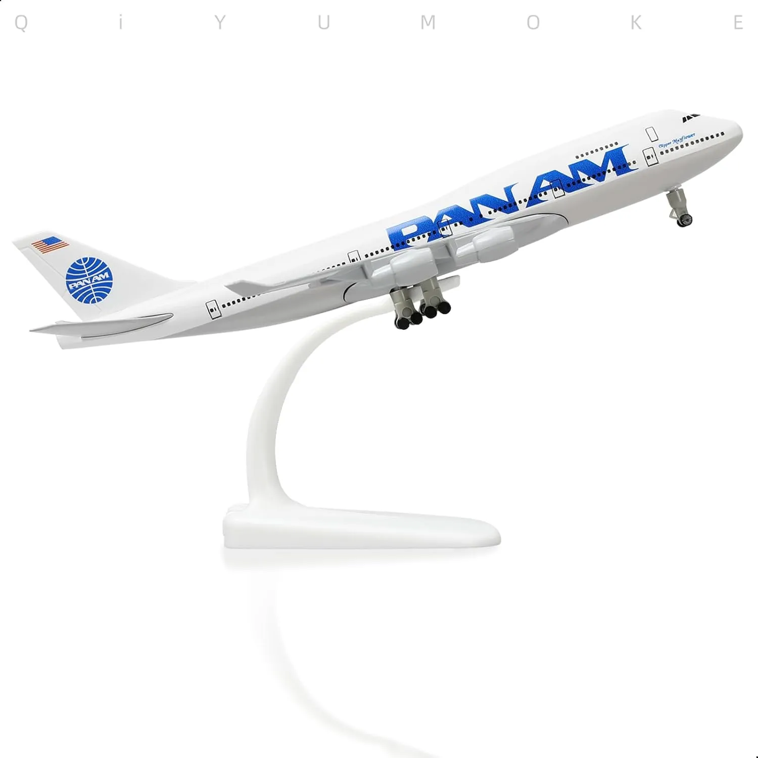 747 Model Airplane Pan Am -1/300 Boeing 747 Diecast Metal Panam Model Plane Kit for Adults (with Stand) - American Classic Aircraft for Gift or Desktop Display Collection - 8 inches L