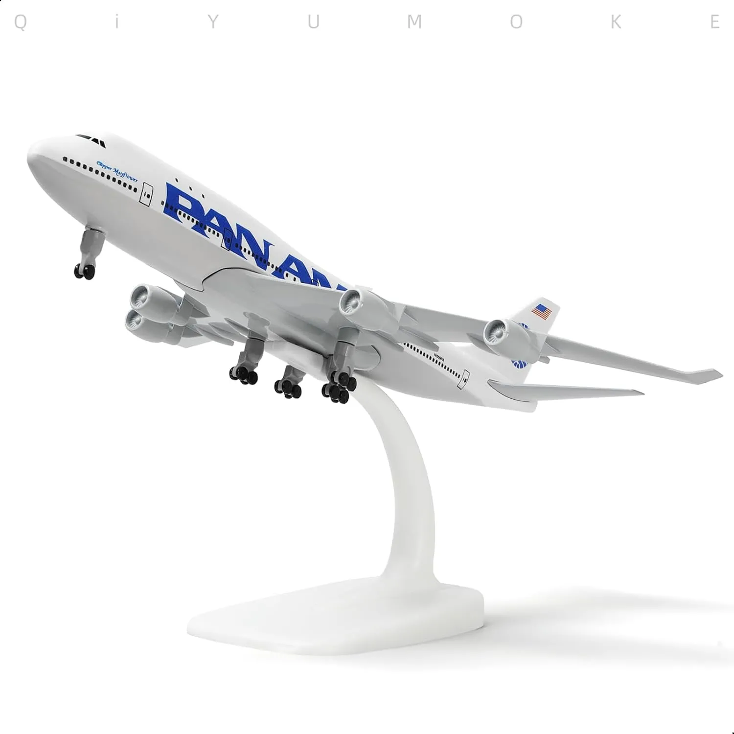 747 Model Airplane Pan Am -1/300 Boeing 747 Diecast Metal Panam Model Plane Kit for Adults (with Stand) - American Classic Aircraft for Gift or Desktop Display Collection - 8 inches L