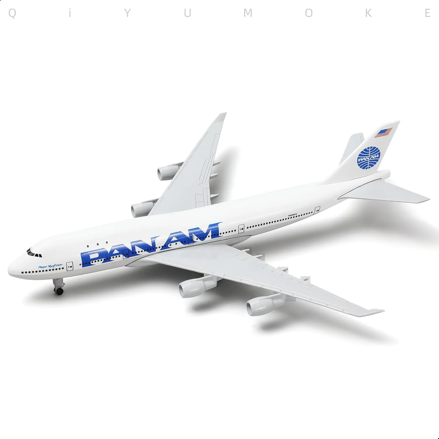 747 Model Airplane Pan Am -1/300 Boeing 747 Diecast Metal Panam Model Plane Kit for Adults (with Stand) - American Classic Aircraft for Gift or Desktop Display Collection - 8 inches L