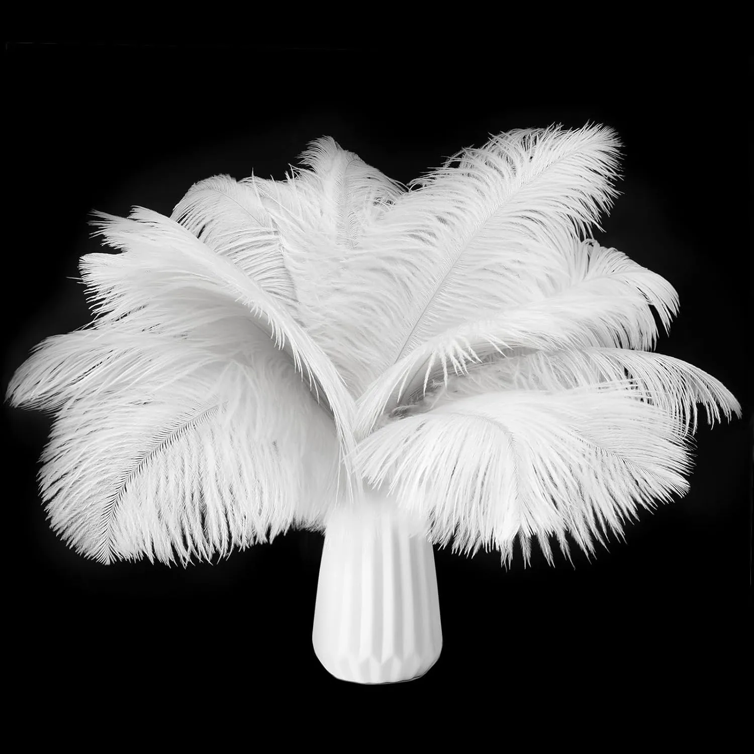 80pcs 15-17 inches (38-43 cm) White Natural Bulk Ostrich Feathers Kit. Kits Contain 8-10 inches of Feathers and 7 inches of White Feather Sticks.for Various DIY Projects.(White)