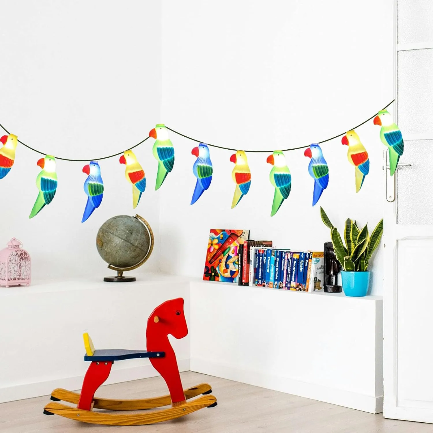 8.5Ft Parrot String Lights, Outdoor Tropical Themed LED String Lights with 10 3D Multicolor Bird Lights, Plug in Hanging Fairy Lights for Tent Party Bar Garden Bedroom