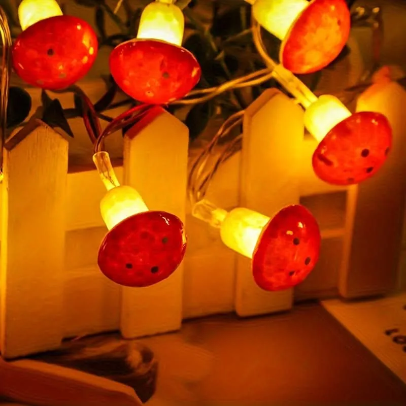 9.84ft Mushroom LED Fairy Lights, Battery Powered