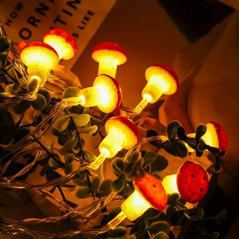 9.84ft Mushroom LED Fairy Lights, Battery Powered