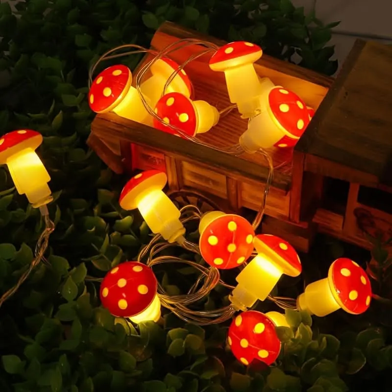 9.84ft Mushroom LED Fairy Lights, Battery Powered