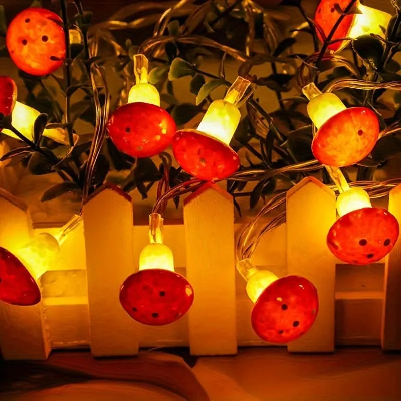 9.84ft Mushroom LED Fairy Lights, Battery Powered