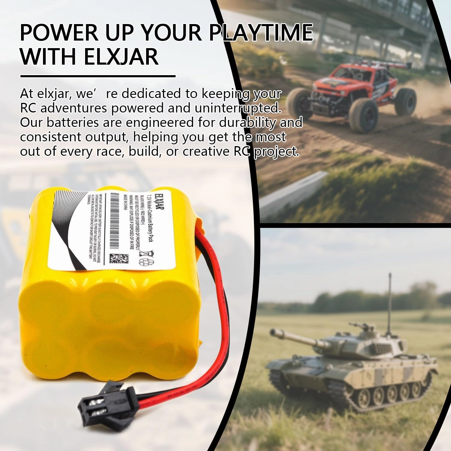 (4-Pack) 7.2V 1000mAh Ni-CD AA Battery Pack with SM-2P Plug for RC Cars Trucks Tanks Toy Excavators Semi-Trailer Flatbed Truck