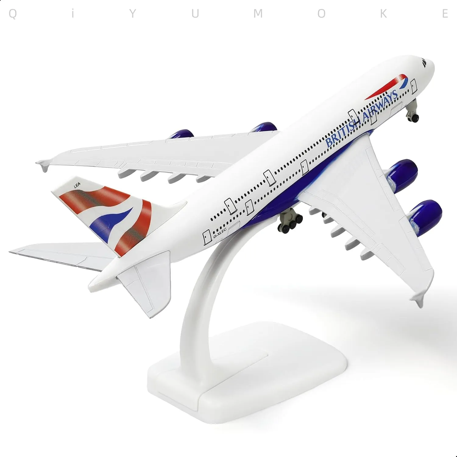 A380 British 1/300 Die-cast Metal Airplane Model -A380 Sky Jumbo a380 Model Plane with Stand (7.5 inches Long) for Aviation Enthusiast Gift or Display Decorations