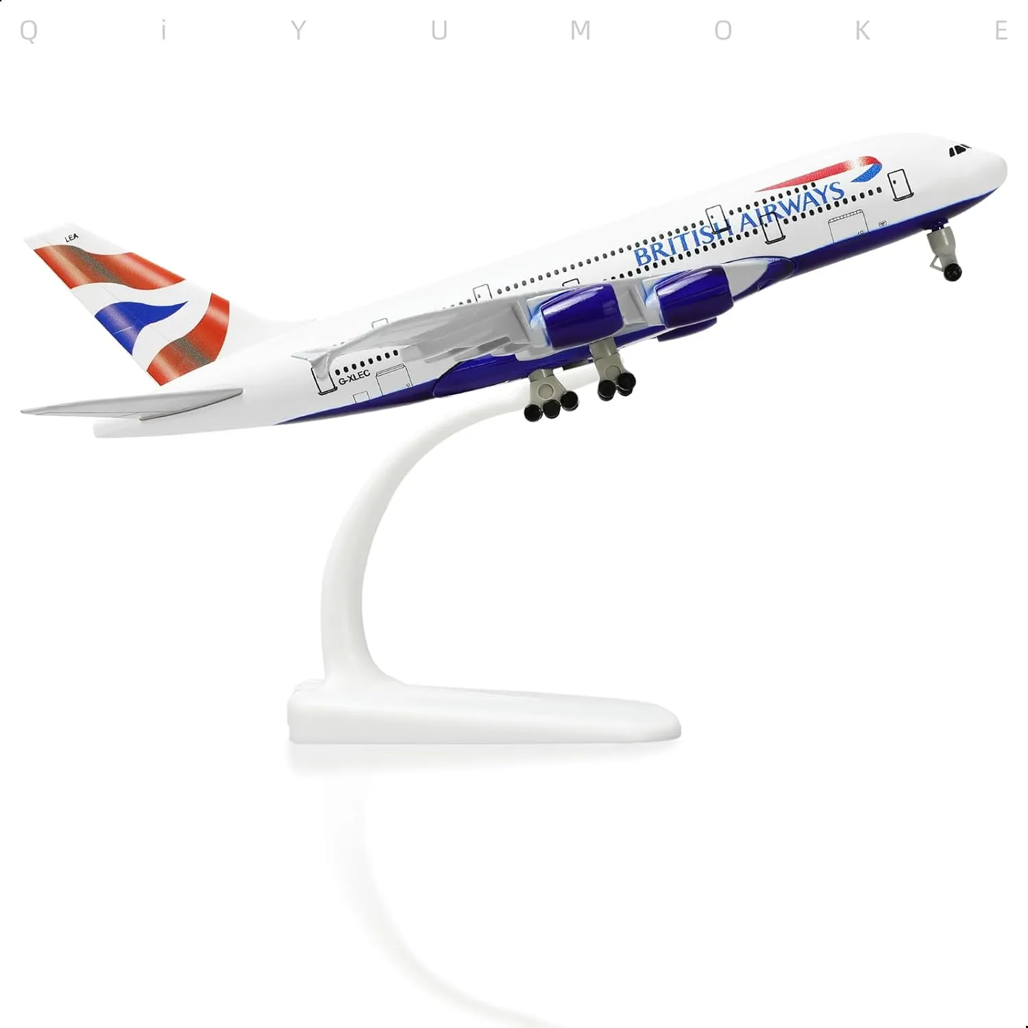 A380 British 1/300 Die-cast Metal Airplane Model -A380 Sky Jumbo a380 Model Plane with Stand (7.5 inches Long) for Aviation Enthusiast Gift or Display Decorations