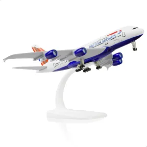 A380 British 1/300 Die-cast Metal Airplane Model -A380 Sky Jumbo a380 Model Plane with Stand (7.5 inches Long) for Aviation Enthusiast Gift or Display Decorations