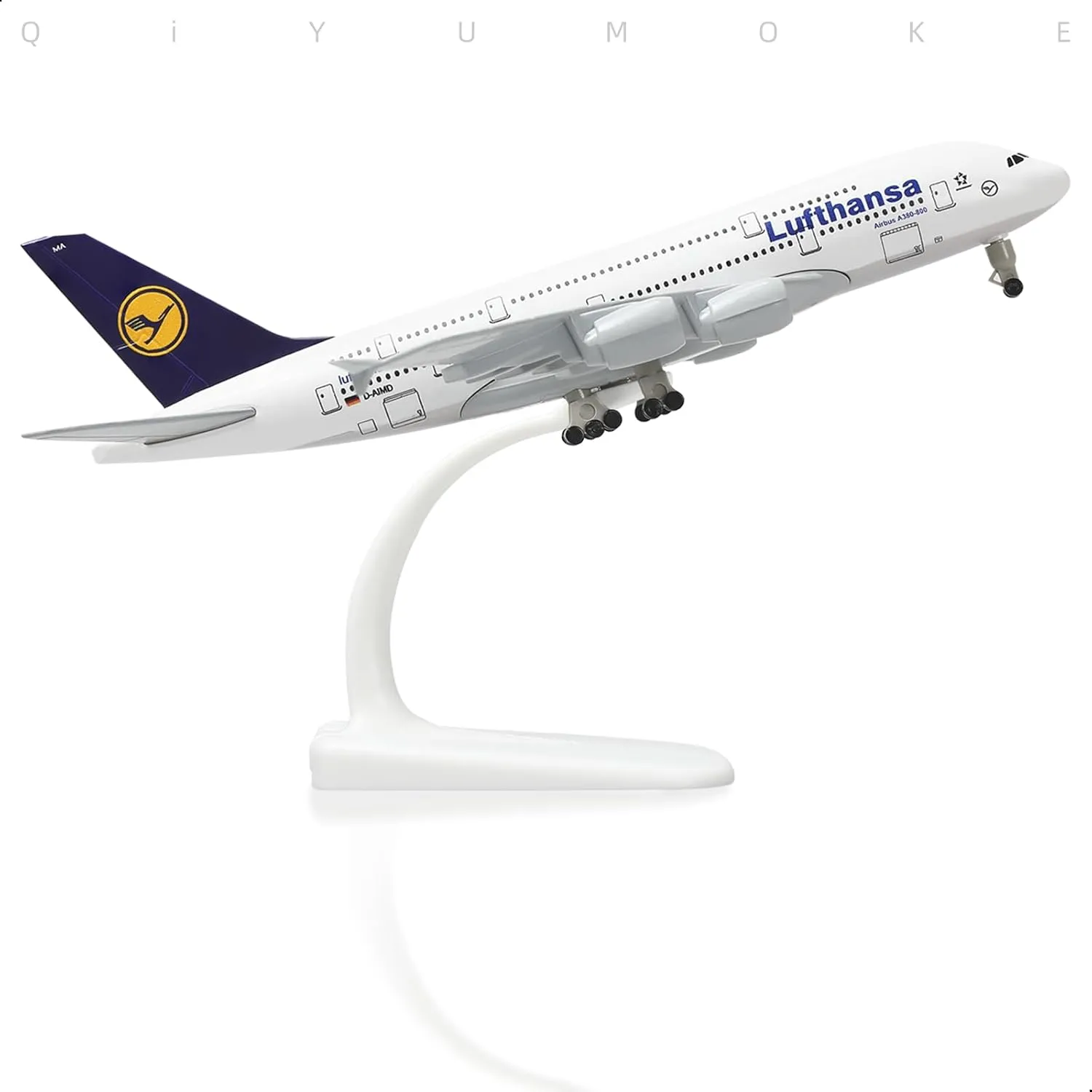 A380 German 1/300 Die-cast Metal Airplane Model -A380 Sky Jumbo a380 Model Plane with Stand (7.5 inches Long) for Aviation Enthusiast Gift or Display Decorations