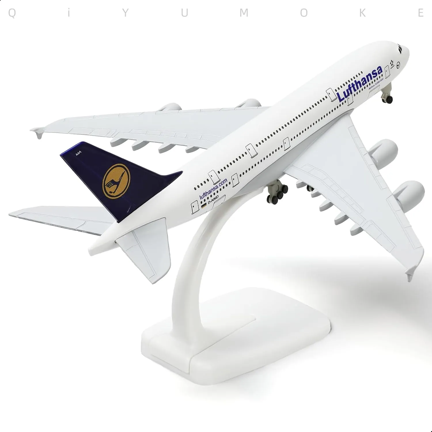 A380 German 1/300 Die-cast Metal Airplane Model -A380 Sky Jumbo a380 Model Plane with Stand (7.5 inches Long) for Aviation Enthusiast Gift or Display Decorations