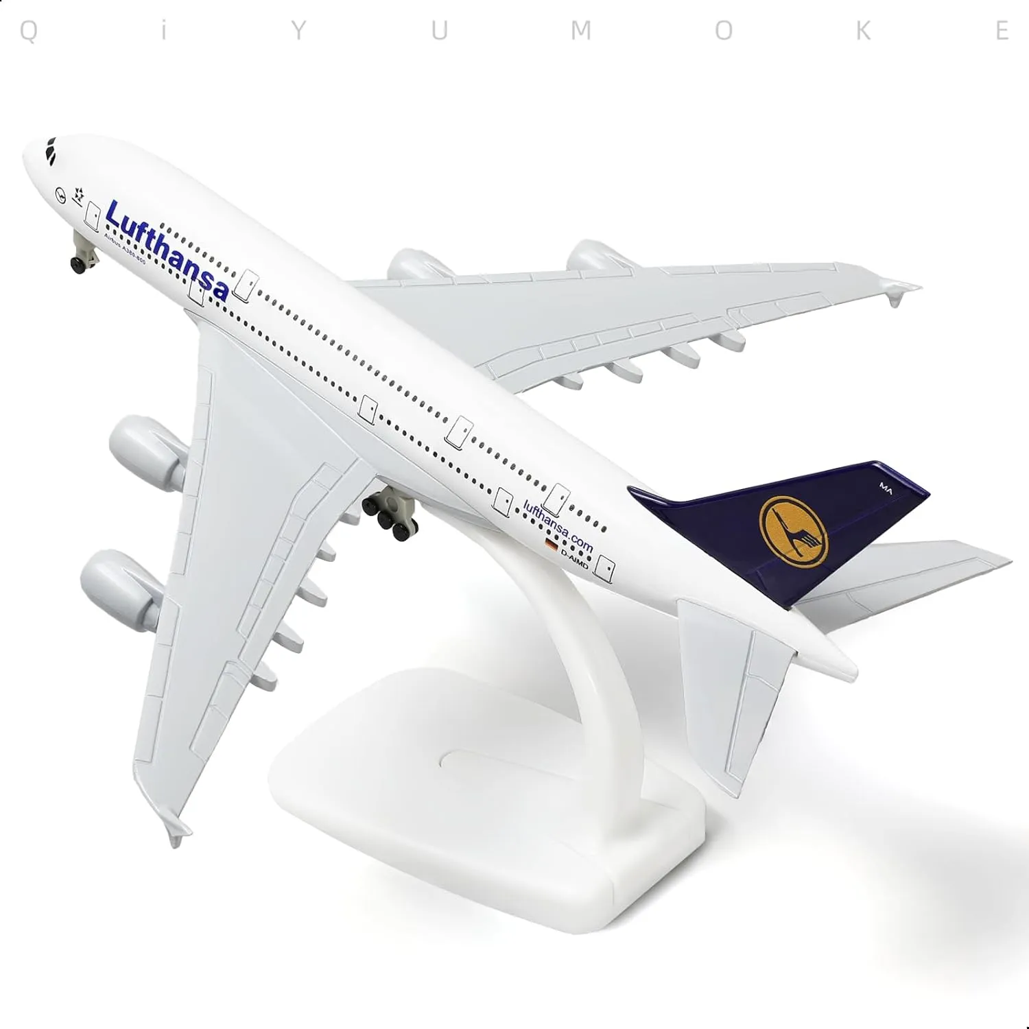 A380 German 1/300 Die-cast Metal Airplane Model -A380 Sky Jumbo a380 Model Plane with Stand (7.5 inches Long) for Aviation Enthusiast Gift or Display Decorations