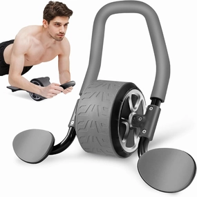 Ab Roller Wheel - Elbow Support Automatic Rebound Abdominal Wheel with Knee Mat, Ab Roller with Elbow Support for Abdominal & Core Strength Training, Plank Exercise Wheels for Abs Core Workout