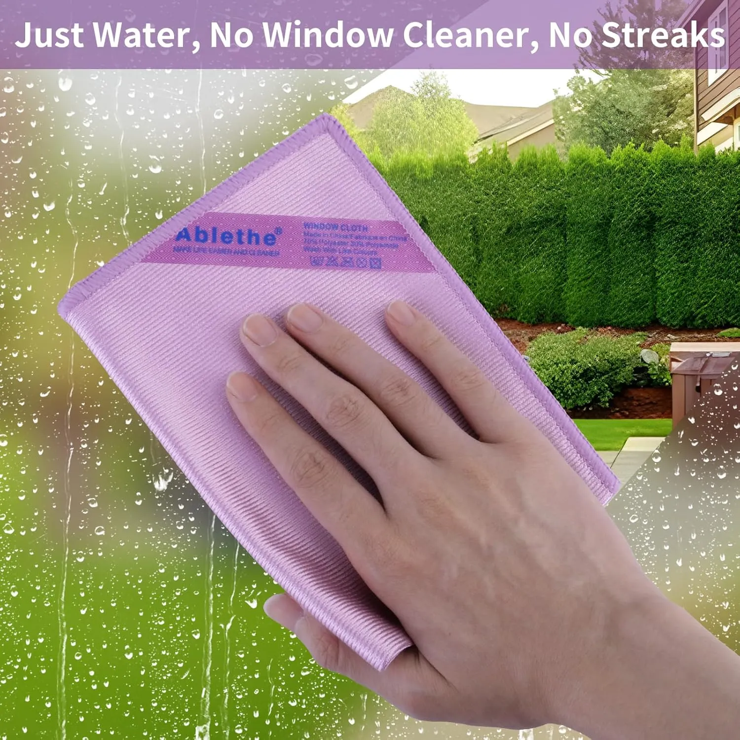 Ablethe Window Cleaning Cloth (Purple) & Enviro Cloth (Grey) Basic Package - Only Need Water, Streak Free Cleaning Rags for Glass, Mirror (Purple 2 Pack, Grey 1 Pack)