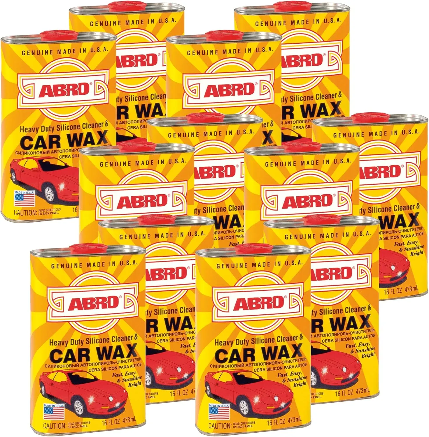 ABRO Car Wax Siliconized Liquid, Heavy Duty Silicone Cleaner & Wax, Safely Protects Car Finish, Removes Tree Sap, Road Film, & More, Ideal for Cars, Appliances, Chrome Fixtures, Ceramic Tile & More