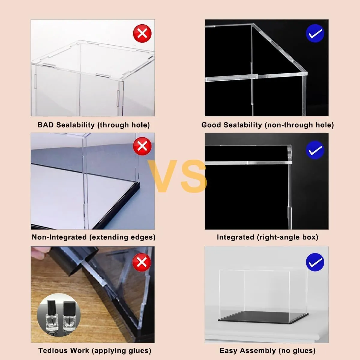 Acrylic Display Case for Book, Clear Flat Acrylic Box for Displaying Books, Medals, Stamps, Collectibles and Cards