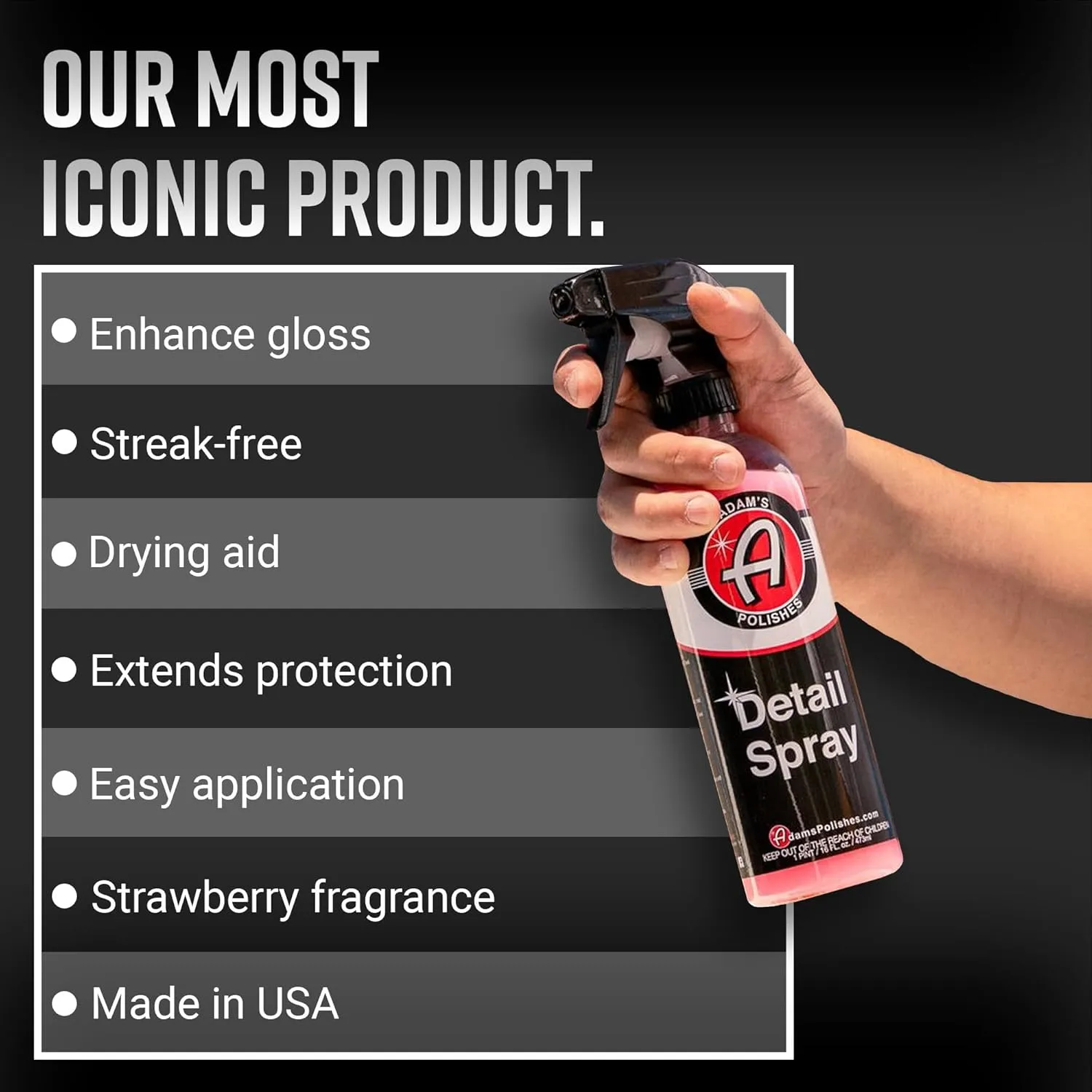 Adam's Polishes Detail Spray (2-Pack) - Quick Waterless Detailer Spray for Car Detailing | Polisher Clay Bar & Car Wax Boosting Tech | Add Shine Gloss Depth Paint | Car Wash Kit & Dust Remover