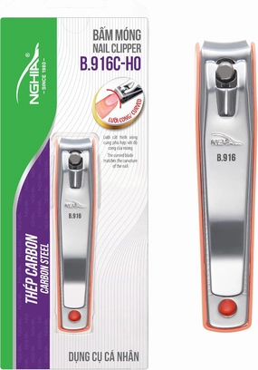 Advance Self-Collecting Nail Clipper - B.916 Combo | Carbon Steel, Large Jaw, Curve Bladed | Grey Plated - Green | NGHIA