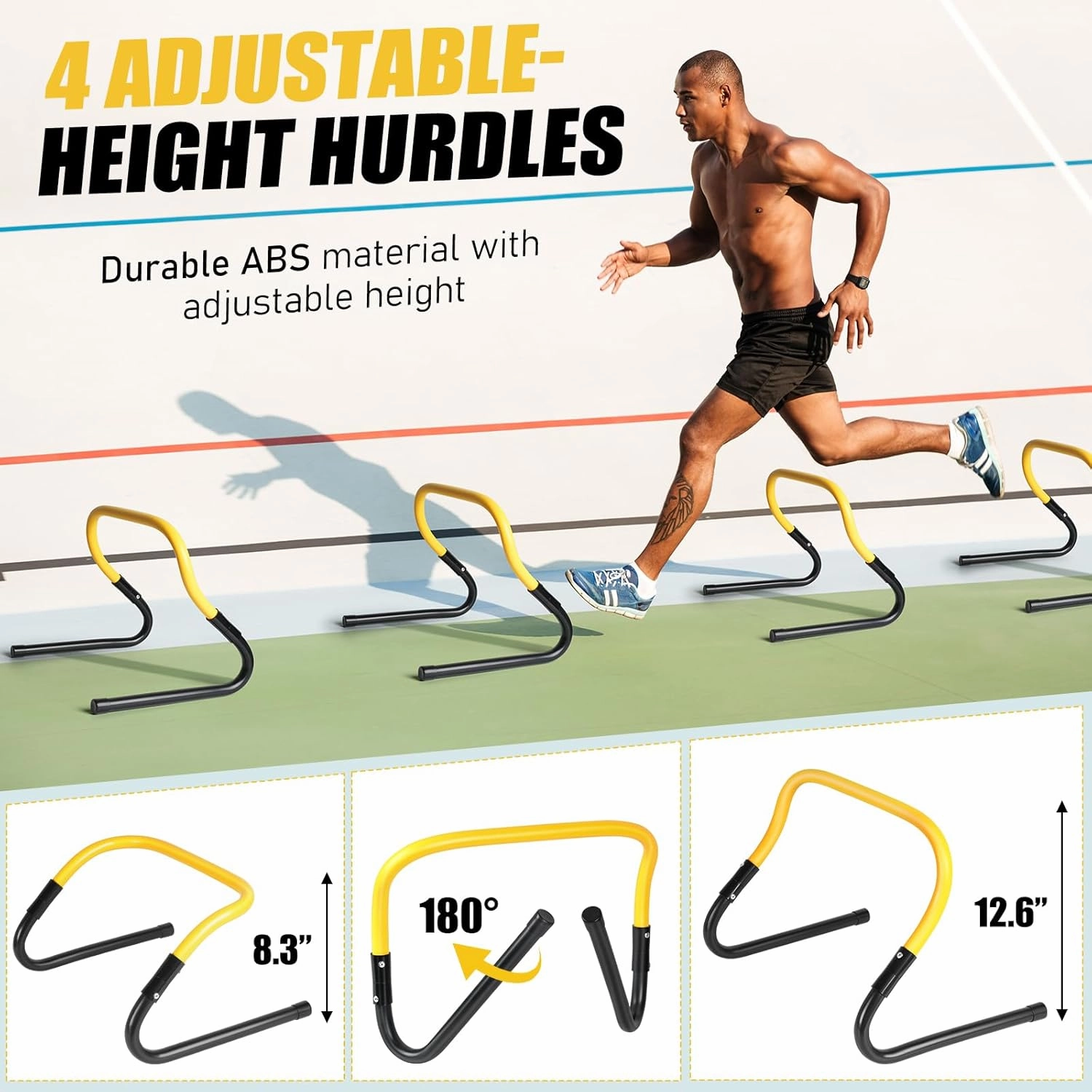 Agility Speed Training Equipment Set - 20ft Speed Ladder, 12 Cones, 4 Adjustable Hurdles, Jump Rope, Parachute, 3 Resistance Bands | Ideal for Basketball, Football, Soccer, for Kids, Youth, Adults