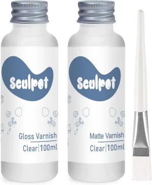 Air Dry Clay Glaze Kit, 2 x 100ml Gloss Matte Clay Varnish Sealant, Water Proof, High Luster Finish, Scratch Resistant, for Craft Pottery