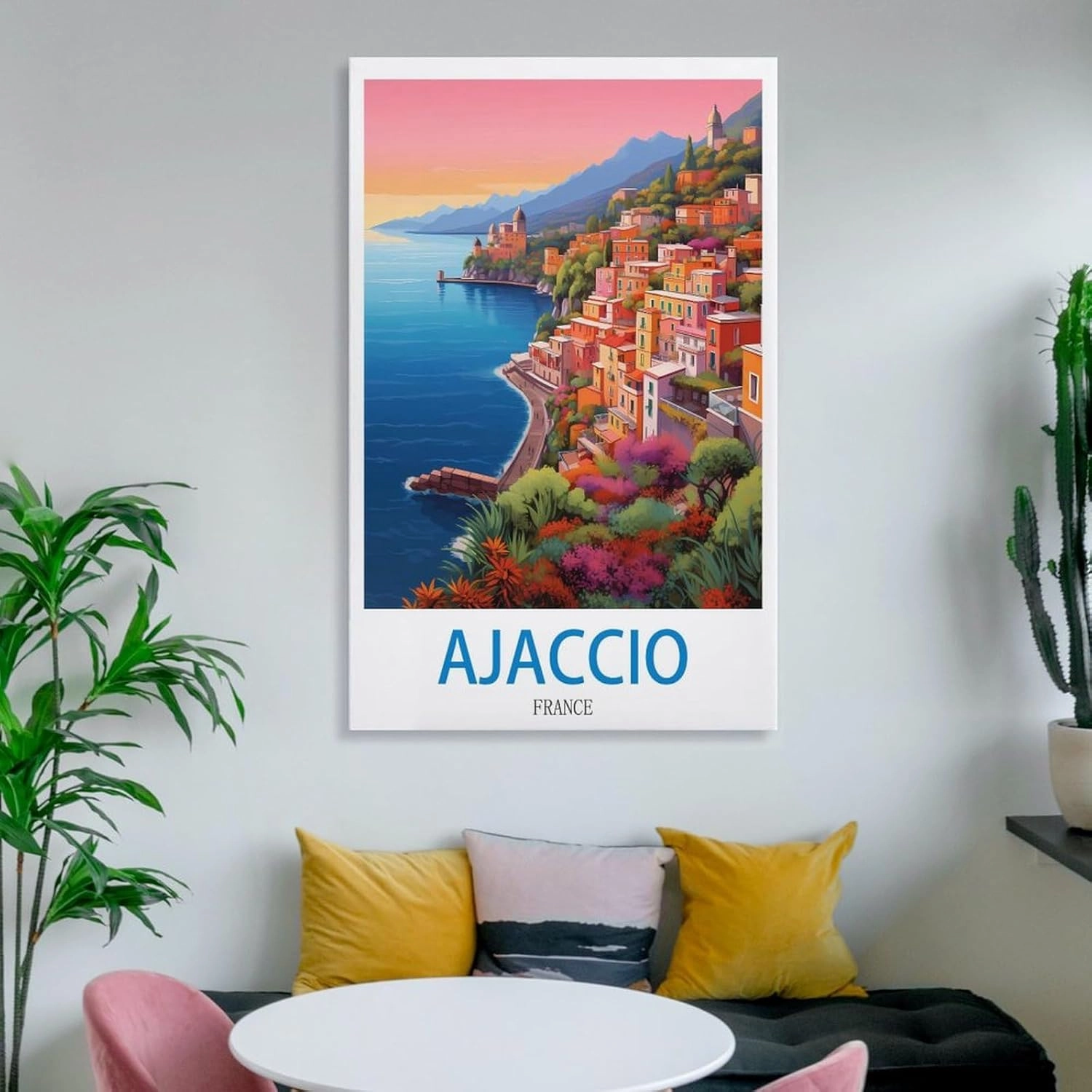 Ajaccio Franec Travel Poster Print Canvas Wall Art for Bedroom Living Room HD Print Posters 16x24inch(40x60cm)