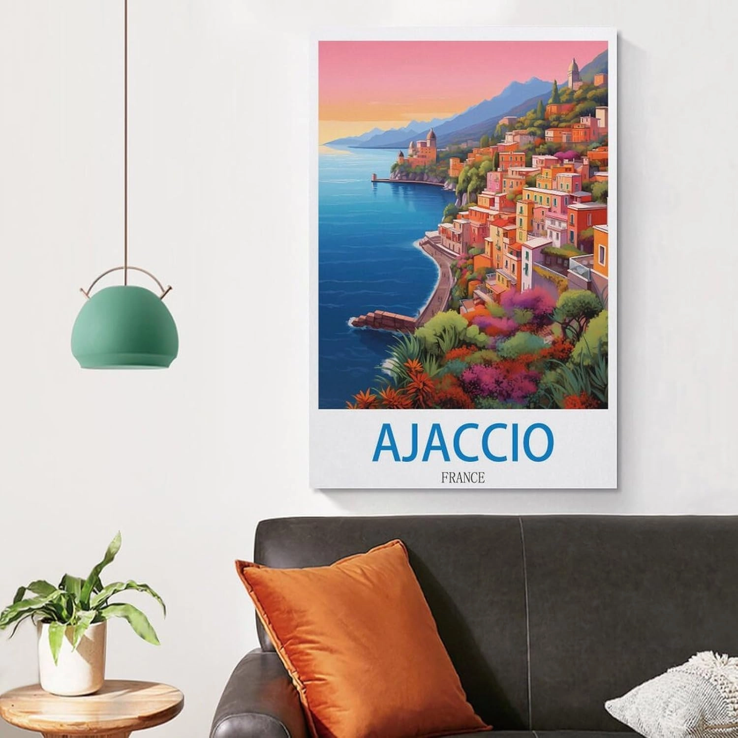 Ajaccio Franec Travel Poster Print Canvas Wall Art for Bedroom Living Room HD Print Posters 16x24inch(40x60cm)