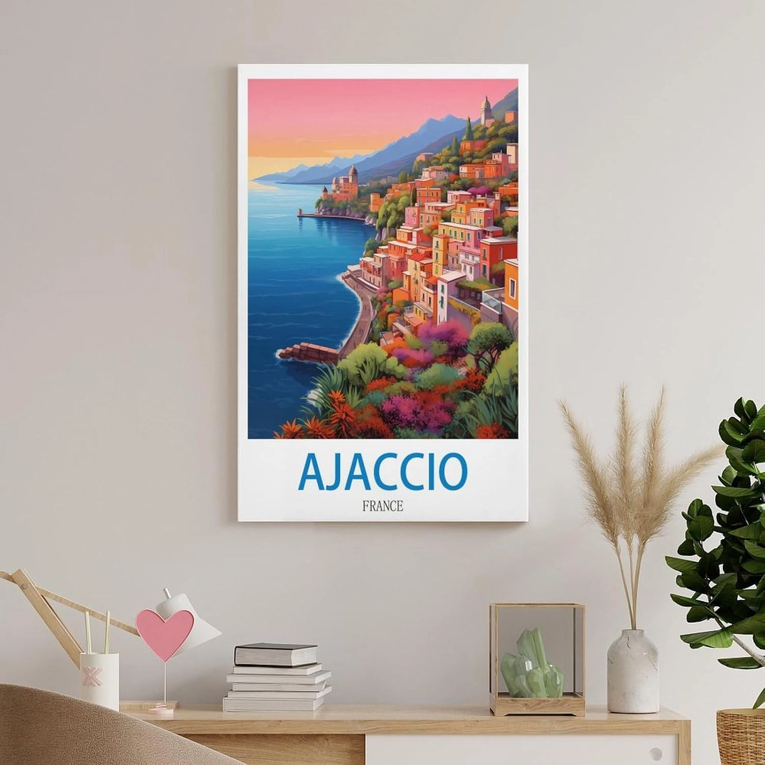 Ajaccio Franec Travel Poster Print Canvas Wall Art for Bedroom Living Room HD Print Posters 16x24inch(40x60cm)