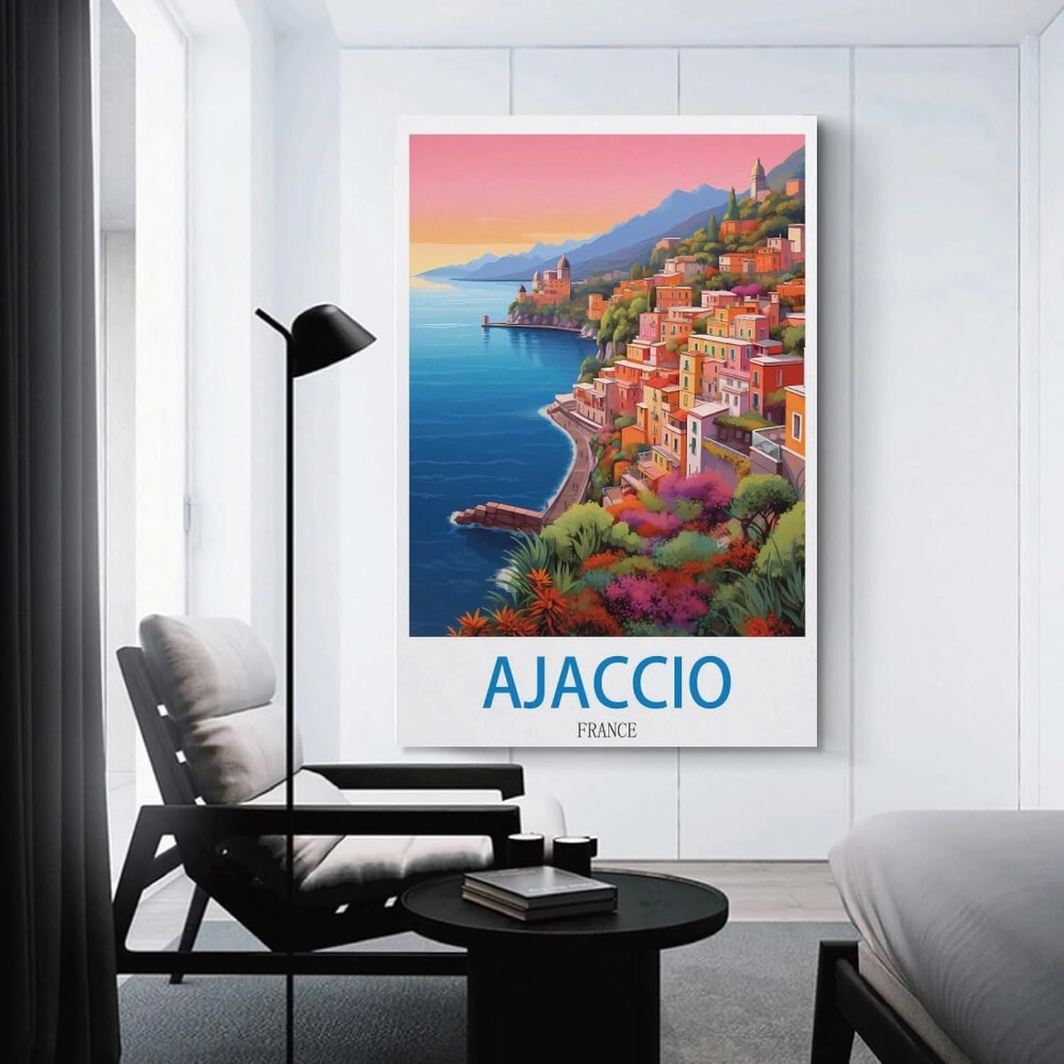 Ajaccio Franec Travel Poster Print Canvas Wall Art for Bedroom Living Room HD Print Posters 16x24inch(40x60cm)