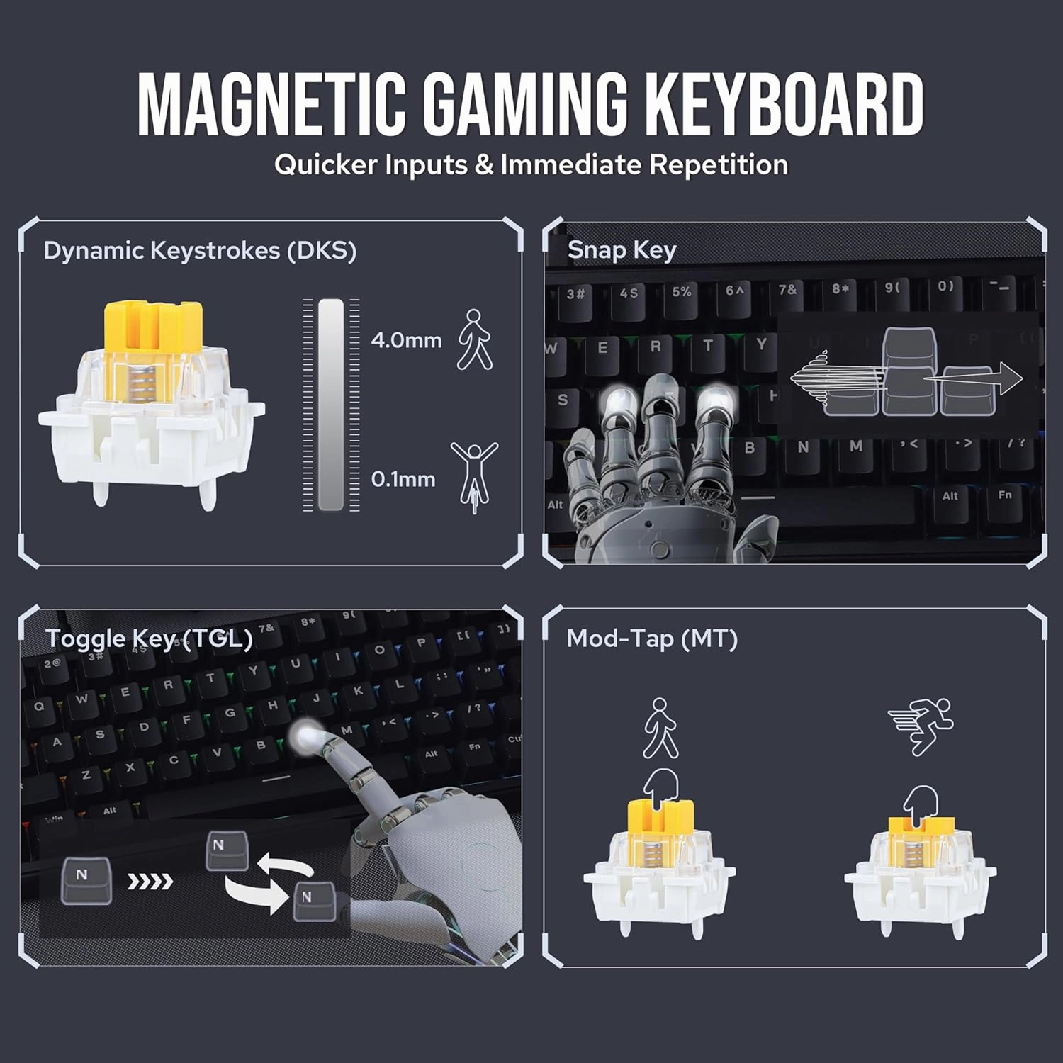 AK680 MAX Wired Gaming Keyboard with Hall Effect Switch, Rapid Trigger Magnetic Keyboard with 8K Polling Rate, Top Structure, RGB Backlight (Black)