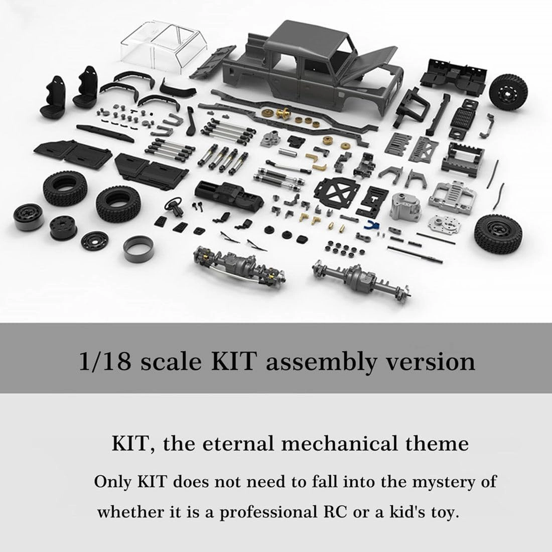 All Metal Electric RC Simulation Off-Road Vehicle, Capo CUB1 1:18 4WD Crawler Pickup Truck Model with Differential Lock and High Low Gears, Suitable As a Gift for Adults and Teens - KIT Version