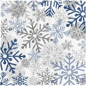 Allenjoy 72" x 72" Blue Grey Snowflakes Shower Curtain for Bathroom Set Boho Modern Christmas Winter Holiday Let it Snow Xmas Farmhouse Home Bath Bathtub Decor Durable Fabric Washable
