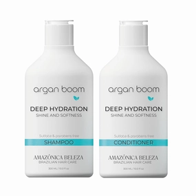 AMAZONICA BELEZA Argan Boom Shampoo and Conditioner for Moisturizing and Nourishing, Hydrate & Repair Dry Hair, Hidrata y Repara,10 Oz