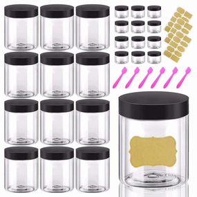 AMORIX 8oz Plastic Jars with Lids 8 oz Plastic Containers with Lids   20g Sample Containers (Set of 24) Airtight Container for Lip Scrub, Body Butters, Cream, Slime, Craft Storage