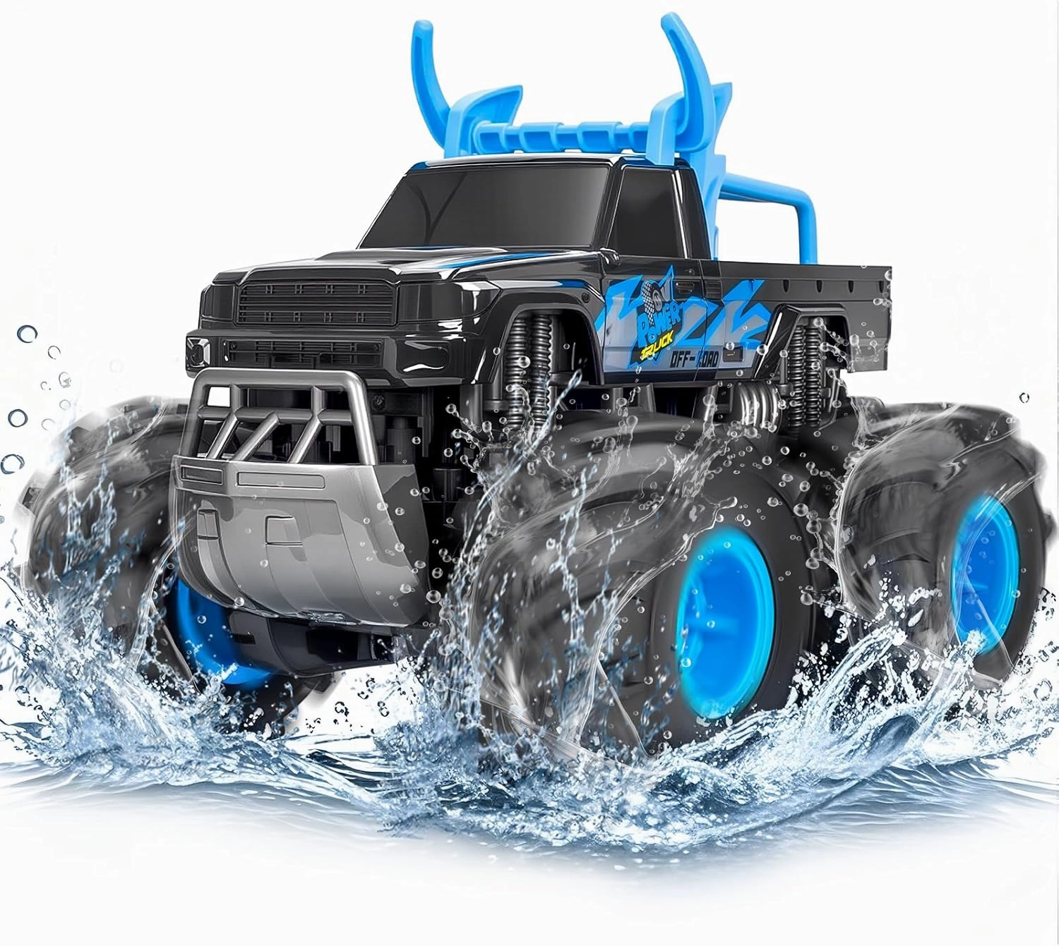 Amphibious Remote Control Monster Truck Toys, 1:16 Waterproof RC Car, 2.4GHz 4WD All Terrain Toys with 2 Rechargeable Batteries, Off-Road Truck Gifts for 6, 7, 8, 9, 10, 11, 12 Year Old Boys