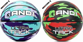 AND1 Ultra Grip Basketball Official Size 7 (29.5") Rubber Deep Channel Construction Streetball with 12" Pump for Indoor Outdoor Games