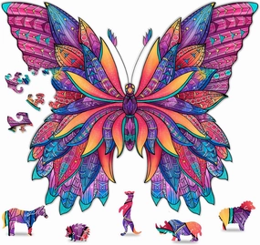 Animal Wooden Jigsaw Puzzles for Kids (12  Years) Adult, Teens, Family; Majestic Animal Shaped Natural Wood Puzzle, Medium Level,15x15 in. (38x38 cm),180 pcs, XL - Size – Butterfly