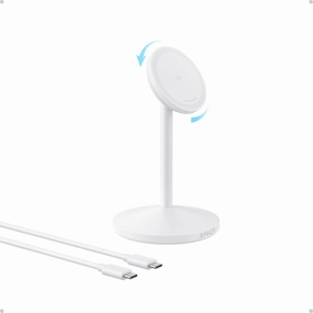 Anker MagGo iPhone 16 MagSafe-Compatible Wireless Charger Stand, 15W Fast Magnetic Wireless Charging Station, Qi2 Certified 360° Charger, for iPhone 16/15/14/13/12 Series and AirPods (No AC Adapter)