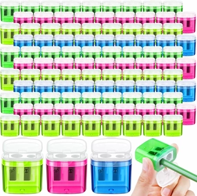 Aodaer 180 Pieces Pencil Sharpeners Manual Double Hole Pencil Sharpener for Kids Dual Hole Pencil Sharpener for School Office Home, Assorted 4 Colors