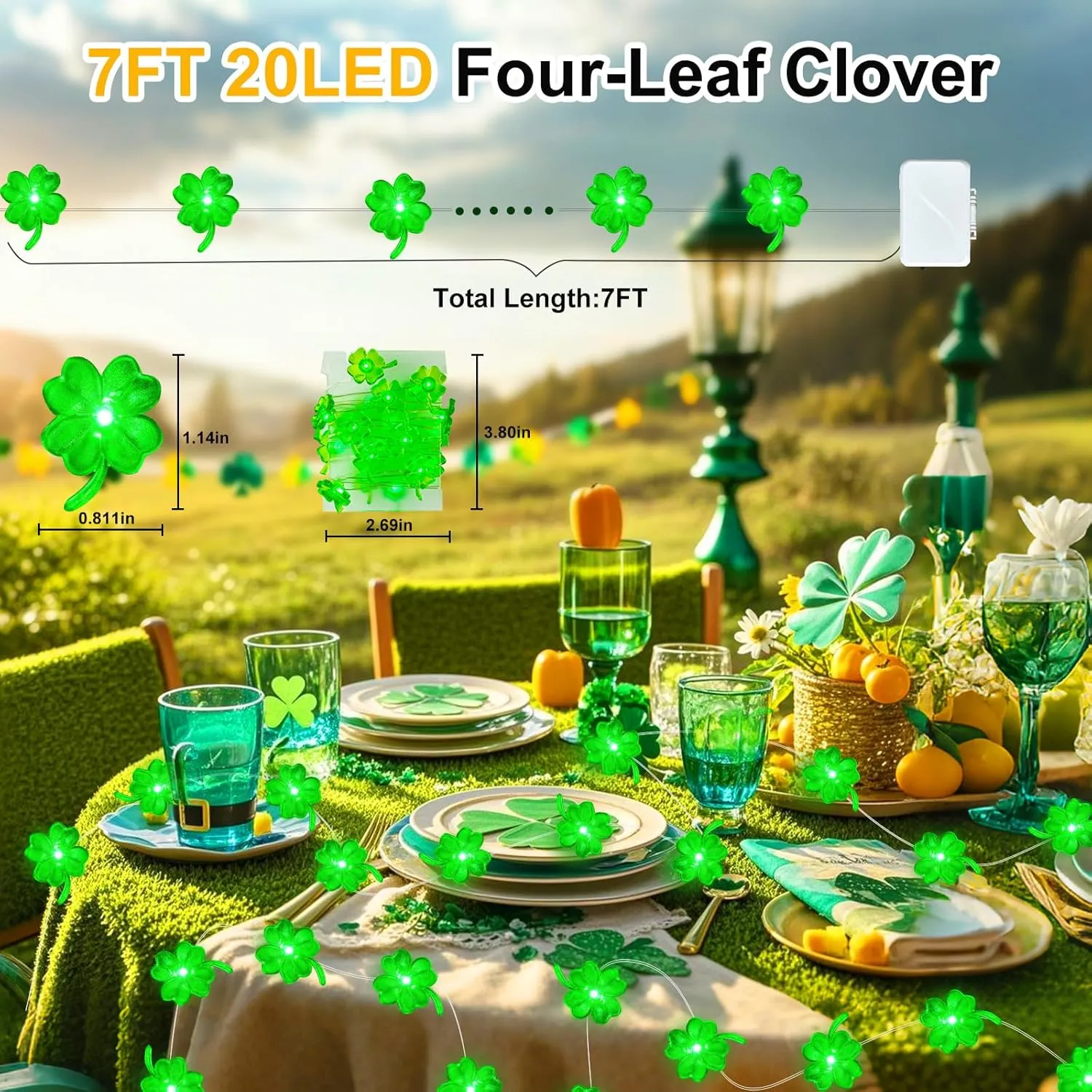 Aogist St. Patrick 's Day Decorations Clover String Lights, 16 ft 50 LED Green Shamrock Fairy Light for Saint Patrick’s Day Decor, Lucky Irish Decals Party Ornaments, Irish Party Supplies (2 Pack)