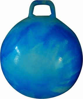 AppleRound Space Hopper Ball with Air Pump, 18in/45cm Diameter for Age 3-7, Kangaroo Bouncer, Hippity Hoppity Hop Ball for Children, Sit-on Bouncy Ball with Handle, Cloud Colors (Blue)