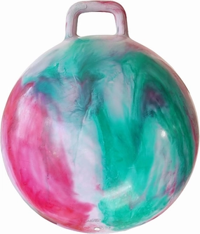 AppleRound Space Hopper Ball with Air Pump: 22in/55cm Diameter for Age 10-13, Kangaroo Bouncer, Hippity Hoppity Hopball for Taller Children, Sit-on Bouncy Ball with Handle, Cloud Colors (Red & Green)