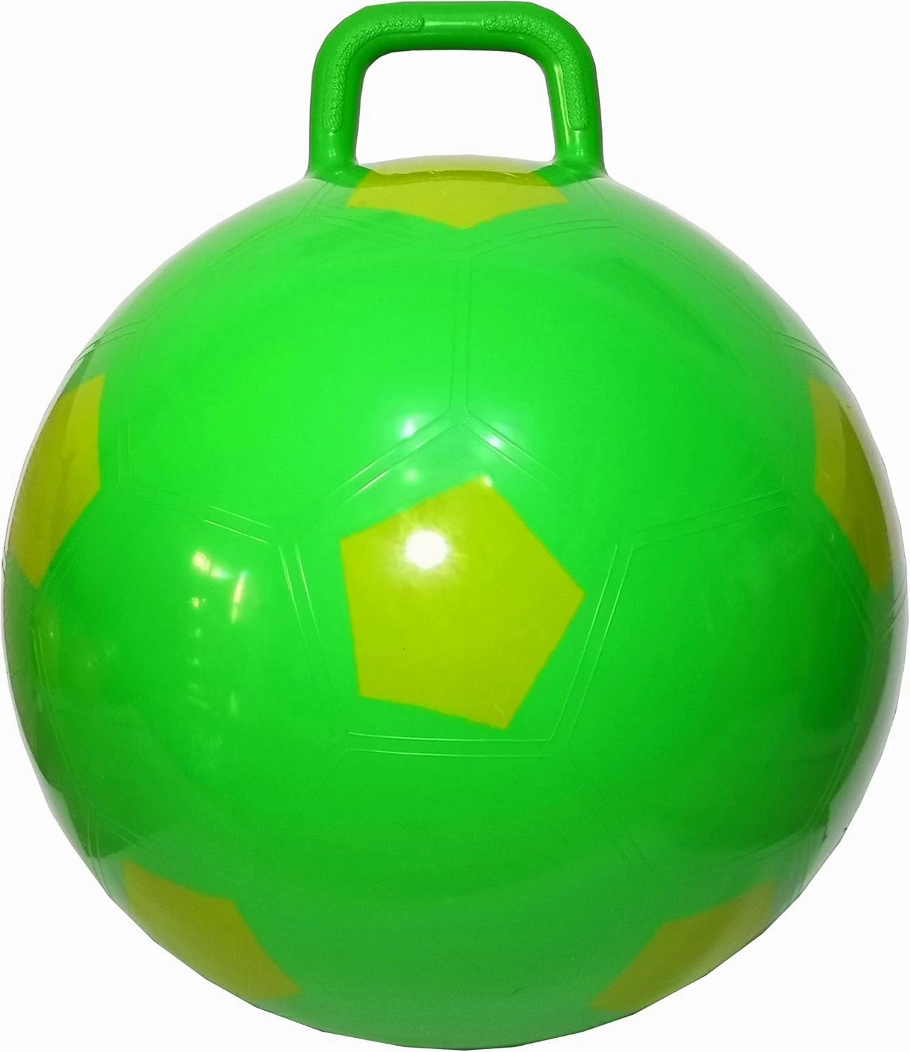 AppleRound Space Hopper Ball with Pump in Soccer Style, 18in / 45cm Diameter for Ages 3-7, Kangaroo Bouncer, Hoppity Hippity Hopball, Sit-on Bouncy Ball with Handle (Green)