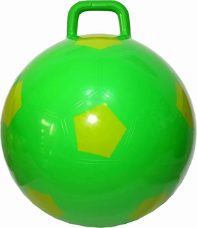 AppleRound Space Hopper Ball with Pump in Soccer Style, 18in / 45cm Diameter for Ages 3-7, Kangaroo Bouncer, Hoppity Hippity Hopball, Sit-on Bouncy Ball with Handle (Green)